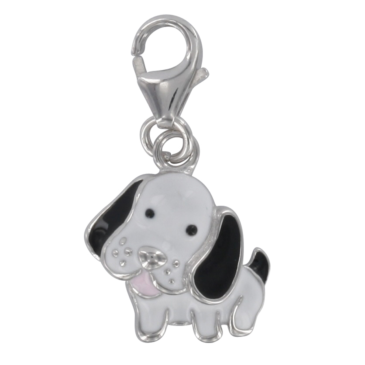 Pendentif charm argent \'Chien\' blanc argenté (rhodié) - 13x12 mm - [Q4926]