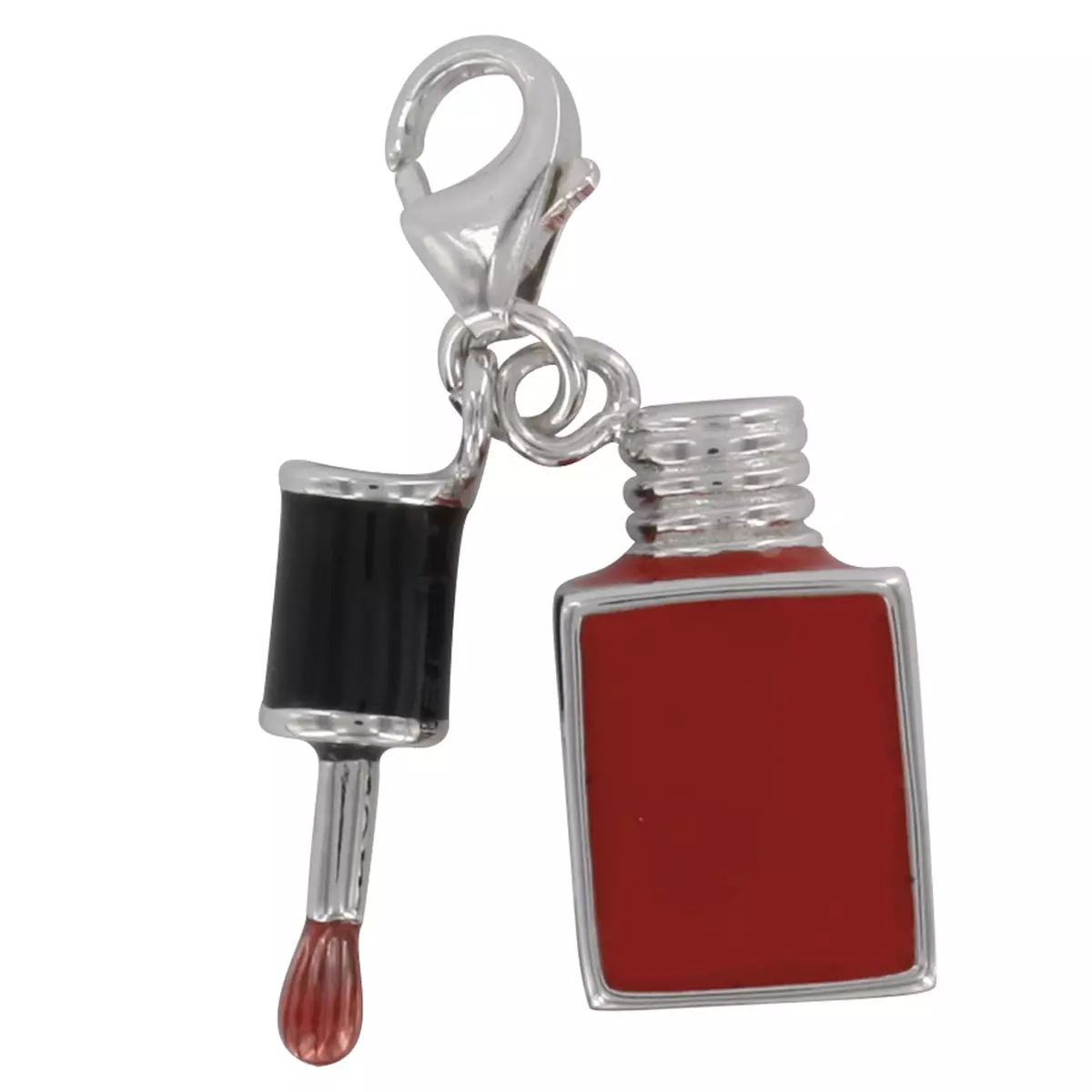 les trésors de lily Pendentif charm argent 'Rouge à Lèvres' rouge argenté (rhodié) 15x15 mm [Q4931]