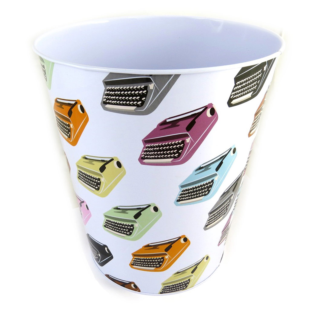 Poubelle métal \'Vintage\' tutti frutti (machine à écrire) - [L8101]