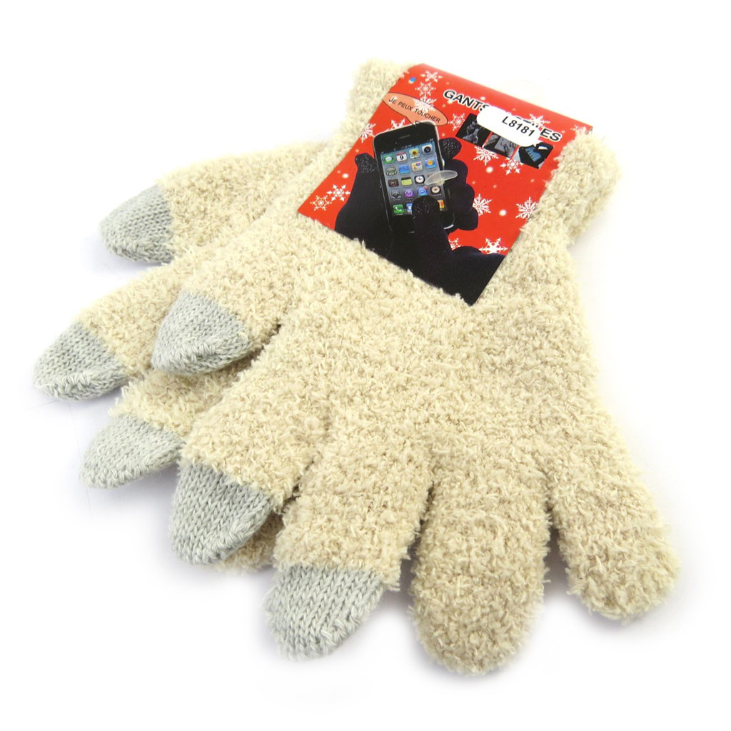 Gants écran tactile \'Coloriage\' beige - [L8181]