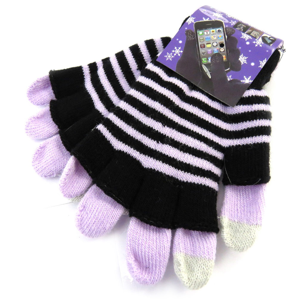 Gants écran tactile \'Coloriage\' noir lilas - [L8198]
