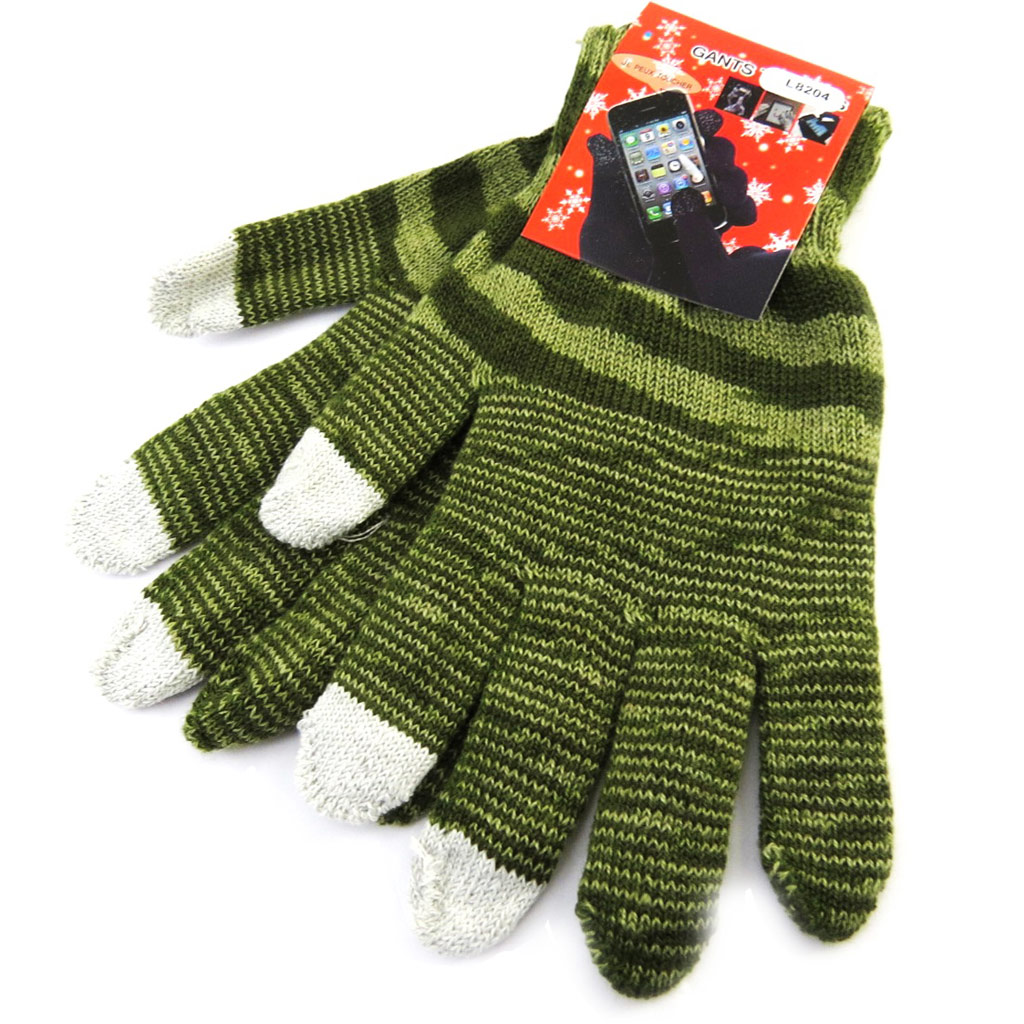 Gants écran tactile \'Coloriage\' vert  - [L8204]
