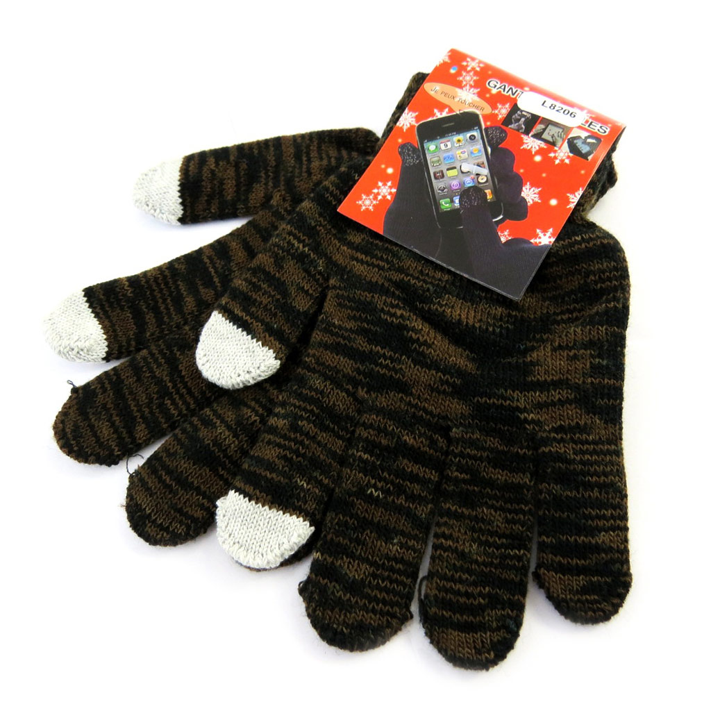 Gants écran tactile \'Coloriage\' marron - [L8206]