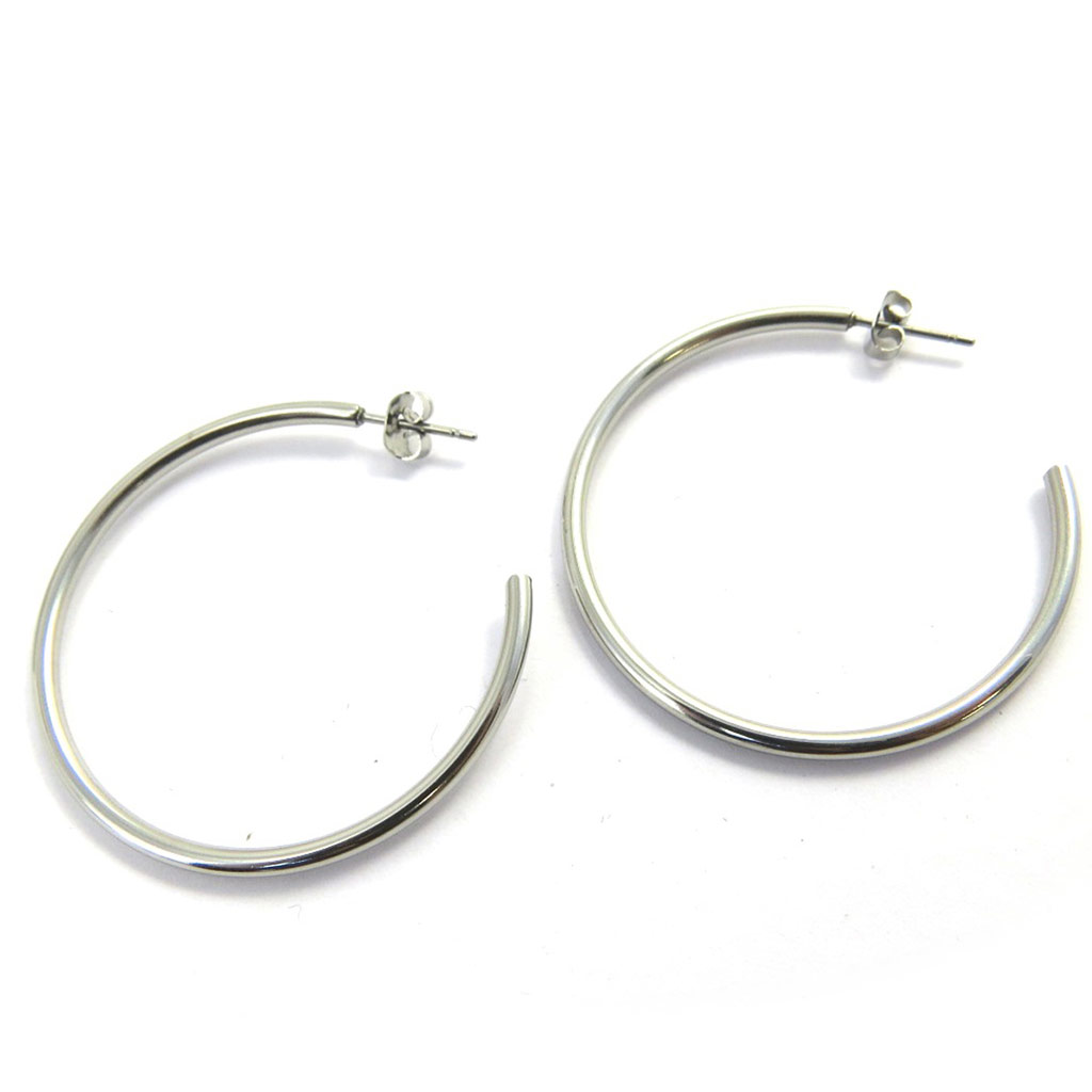 Créoles acier \'Chorégraphie\' argenté Ø 40 mm - [L8745]