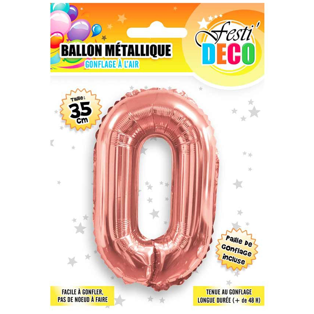Ballon métallique \'Chiffre 0\' doré rosé - 35 cm - [Q5456]