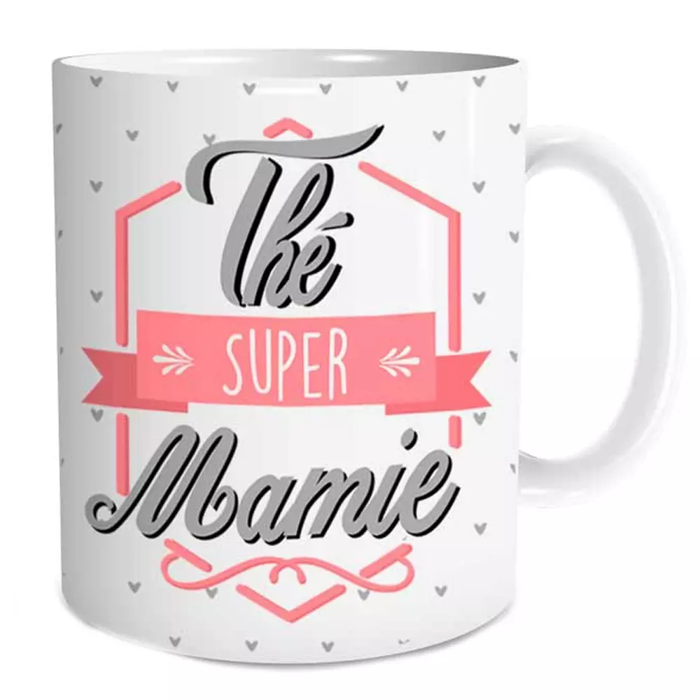les trésors de lily Mug tendresse 'The Super Mamie' blanc rose [P9409]
