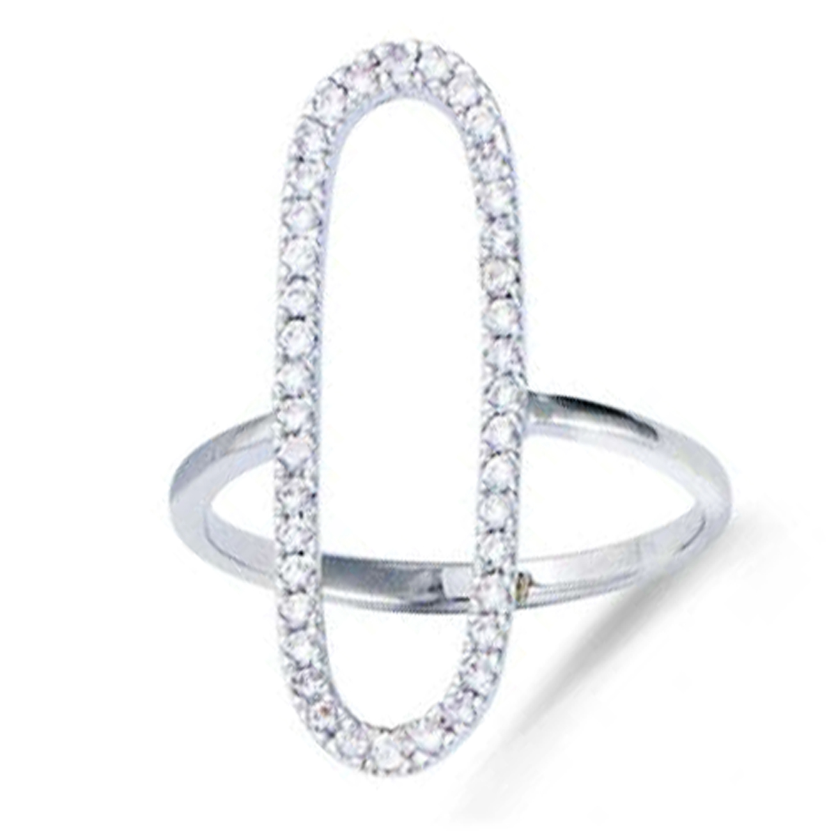 Bague Argent \'Sissi\' blanc argenté (rhodié) - 24x7 mm - [L9535]