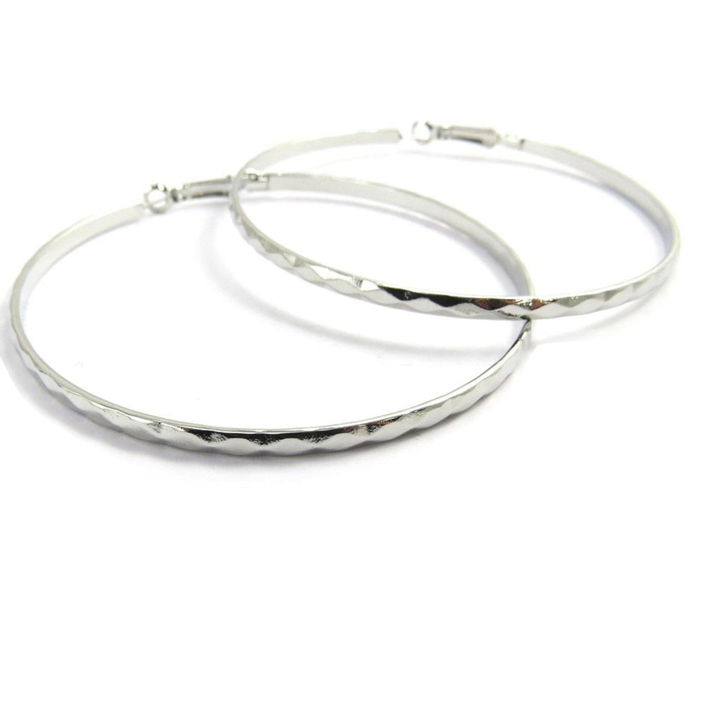 Créoles \'Chorégraphie\' argenté Ø 65 mm 3 mm - [L9582]
