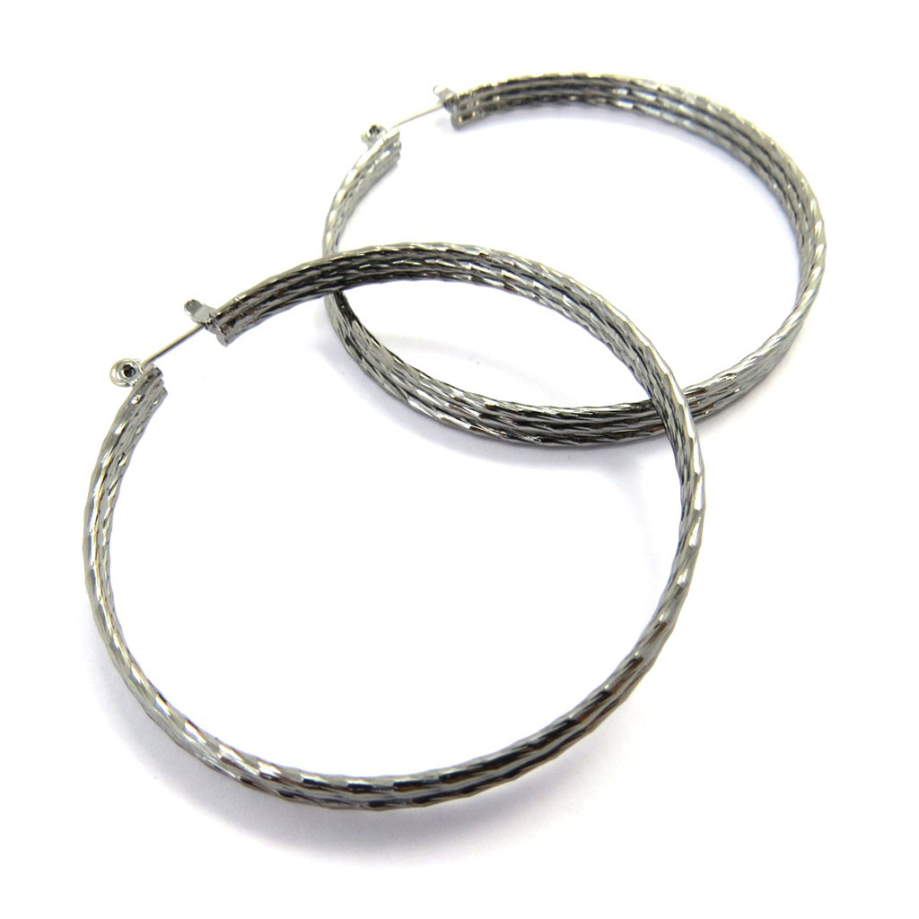 Créoles \'Chorégraphie\' gris Ø 50 mm 4 mm - [L9592]