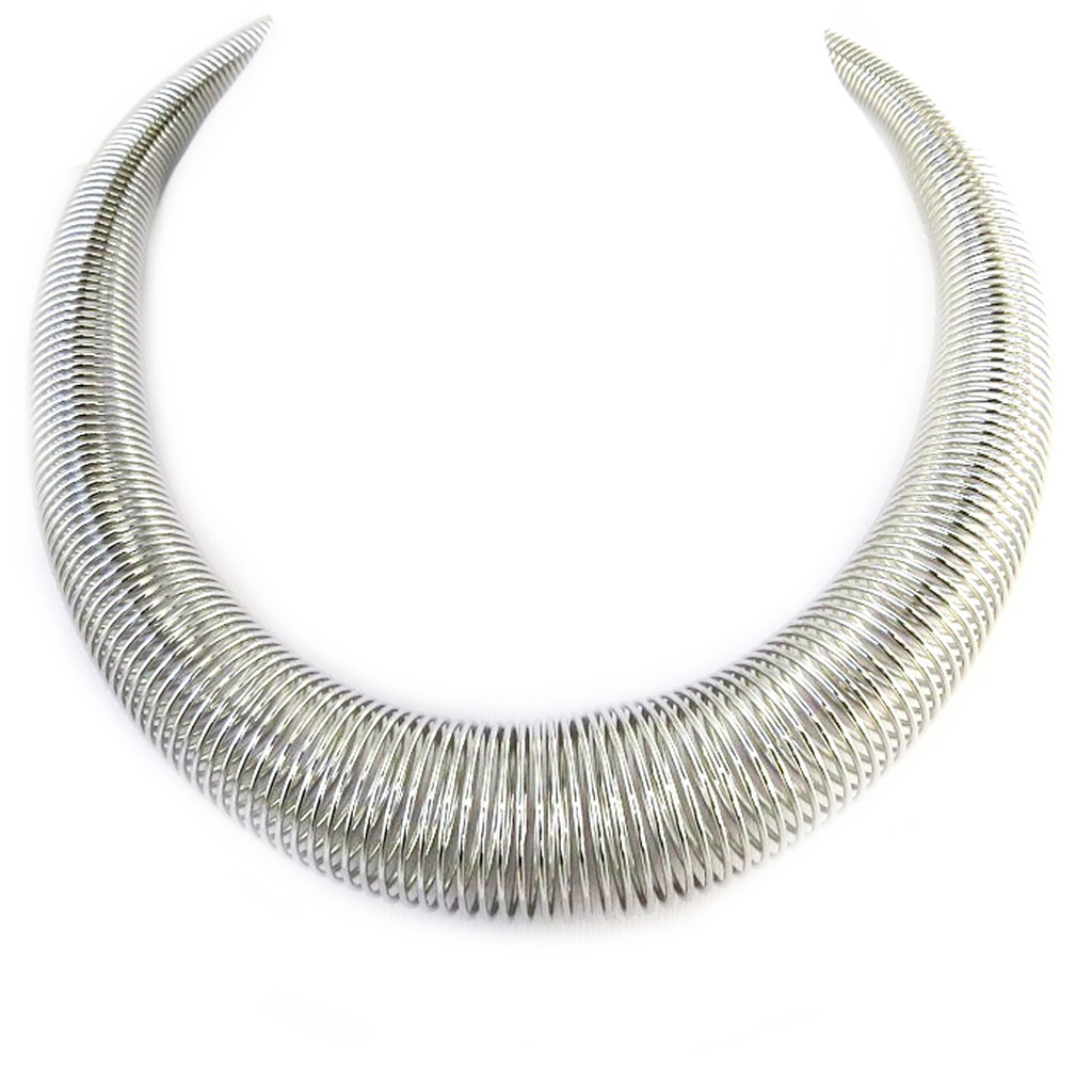 Collier Créateur \'Spirales\' gris argenté  - [L9624]