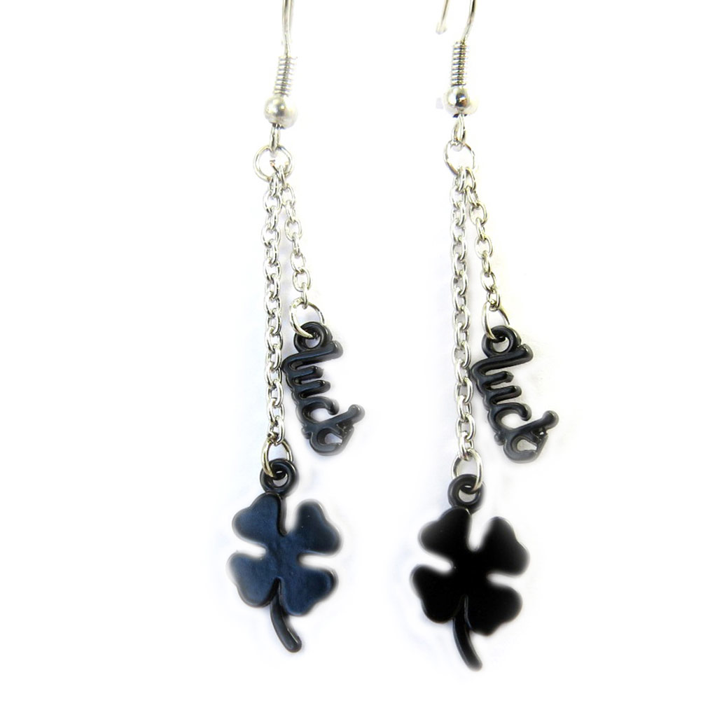 Boucles créateur \'Trèfles\' noir  - [L9657]