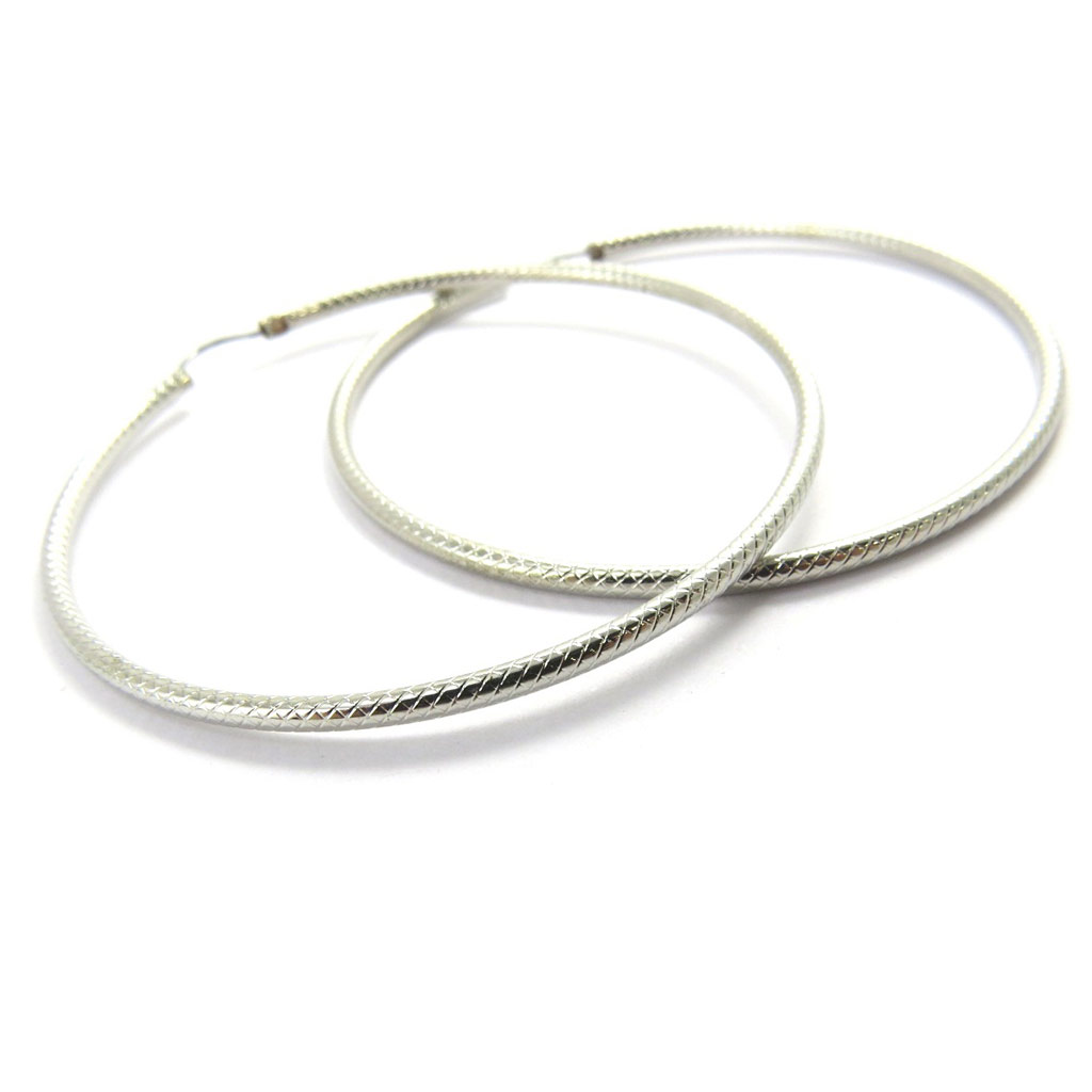 Créoles \'Chorégraphie\' argenté Ø 60 mm 2 mm - [L9683]