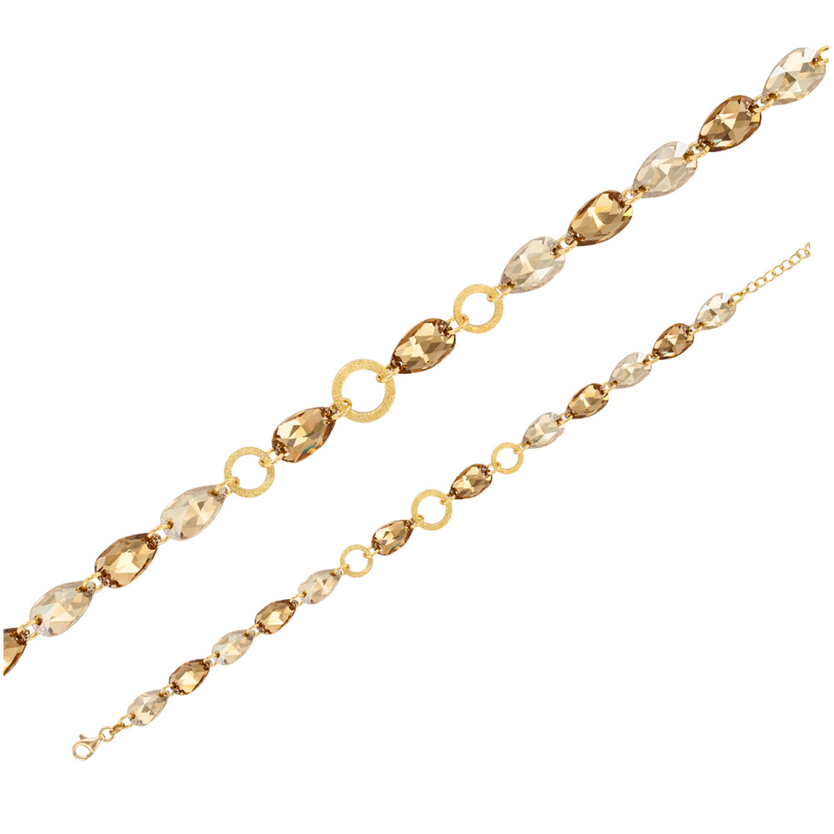 Bracelet Argent artisanal \'Sissi\' doré marron (Crystal) - largeur 10 mm - [Q6009]