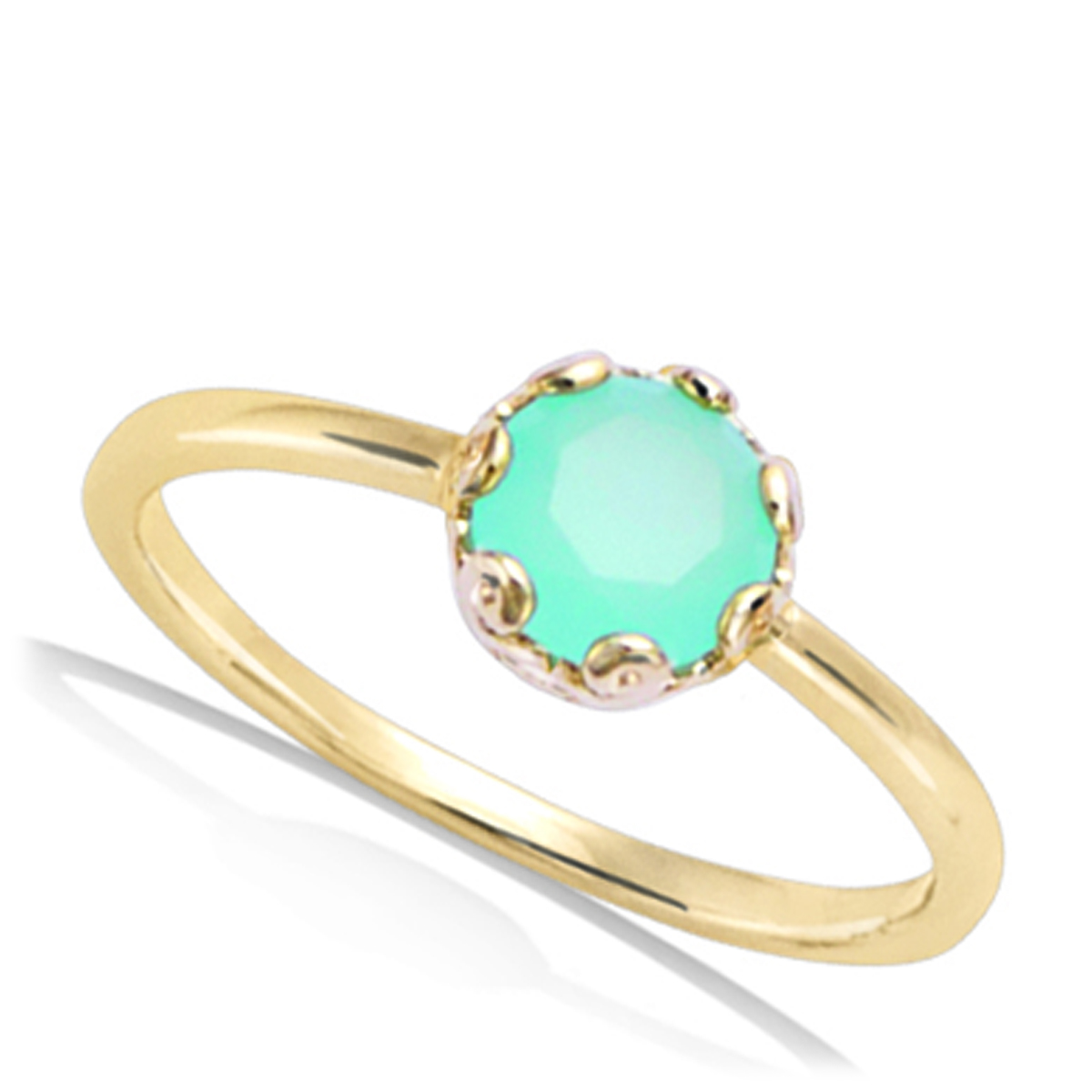 Bague Plaqué Or \'Cleapatra\' turquoise doré (milky) - 7 mm - [Q6858]