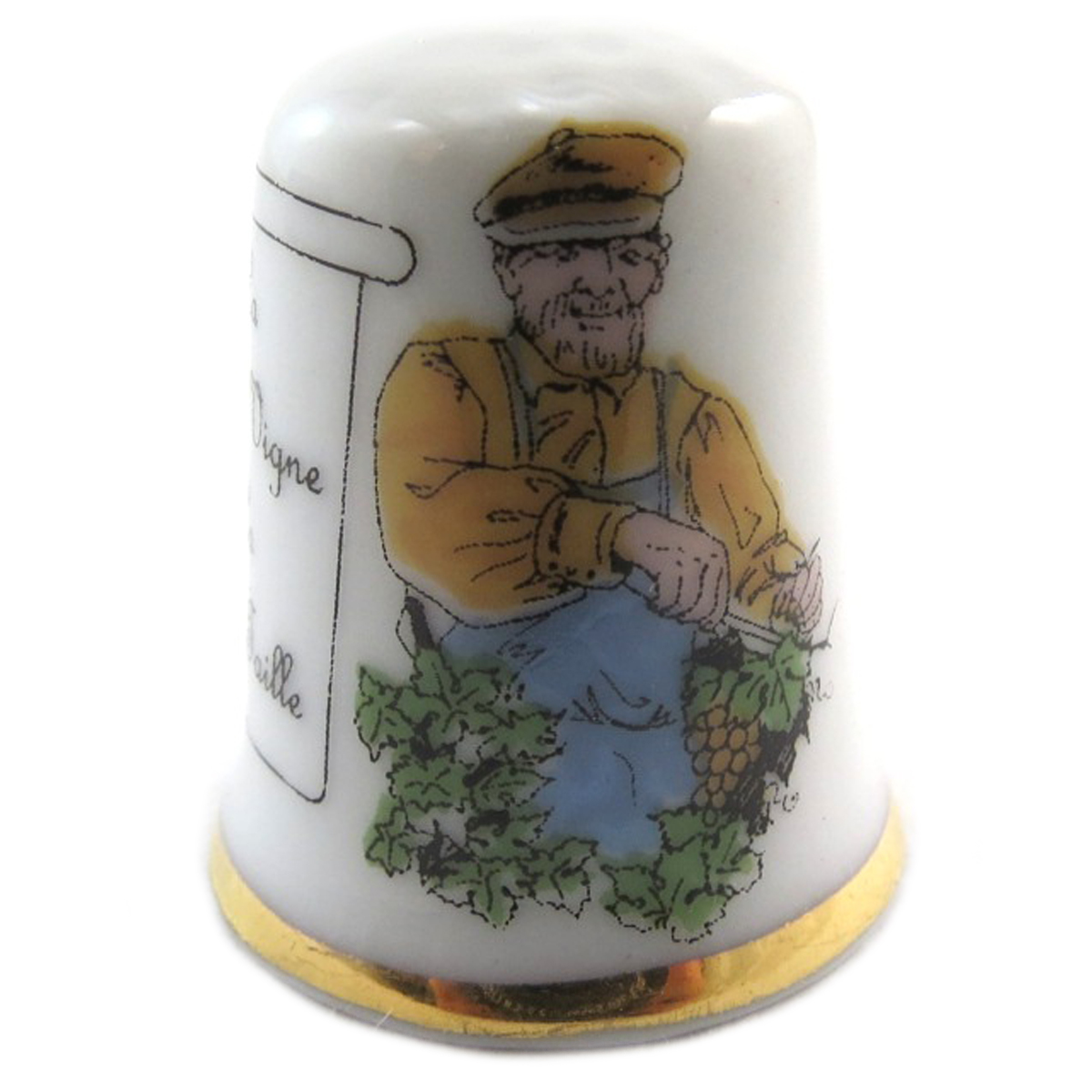 Dé à coudre porcelaine \'Le Vin la Vigne\'  (la vigne la taille)- 27x23 mm - [Q6874]