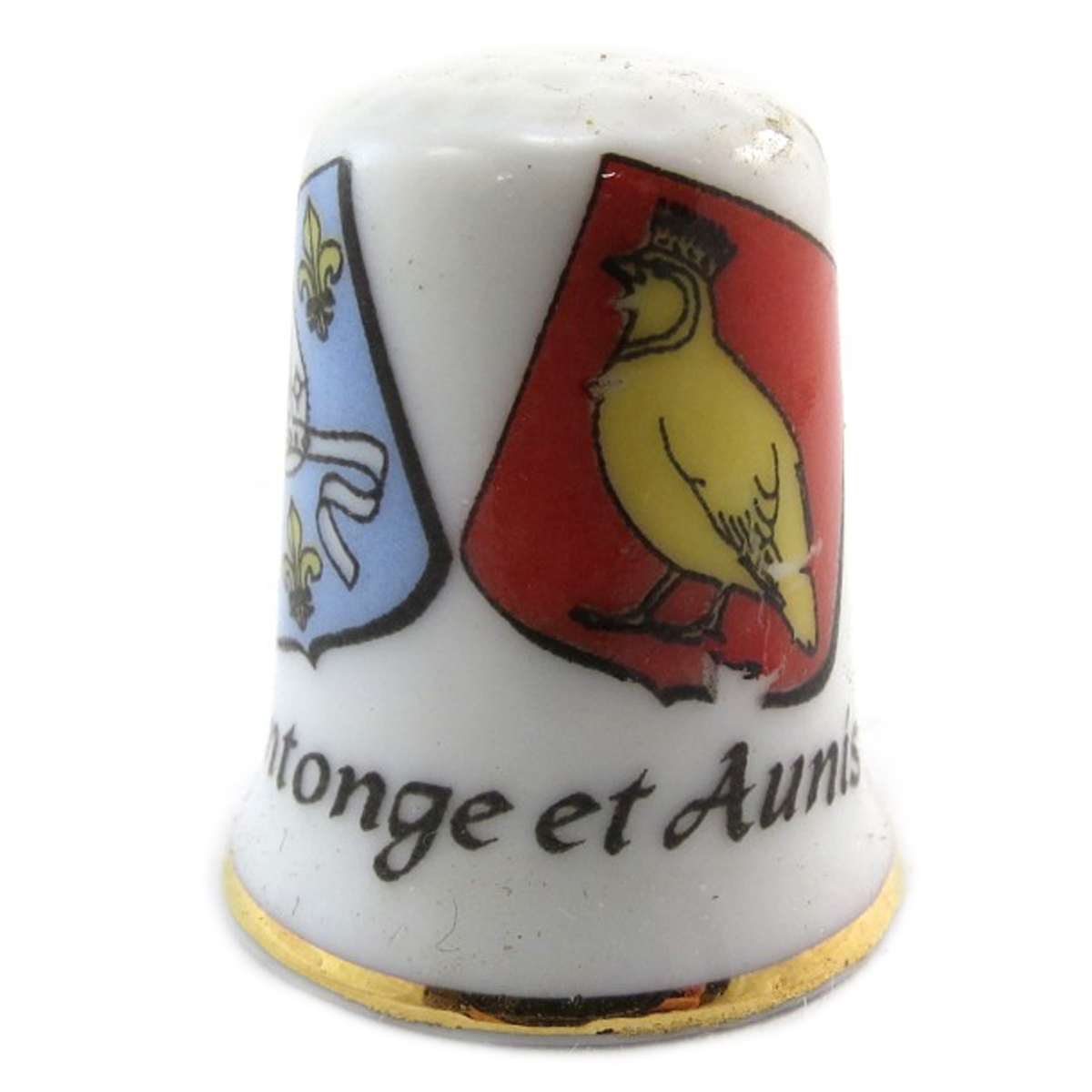 Dé à coudre porcelaine \'Les Charentes\' (Saintonge et Aunis)- 27x23 mm - [Q6882]