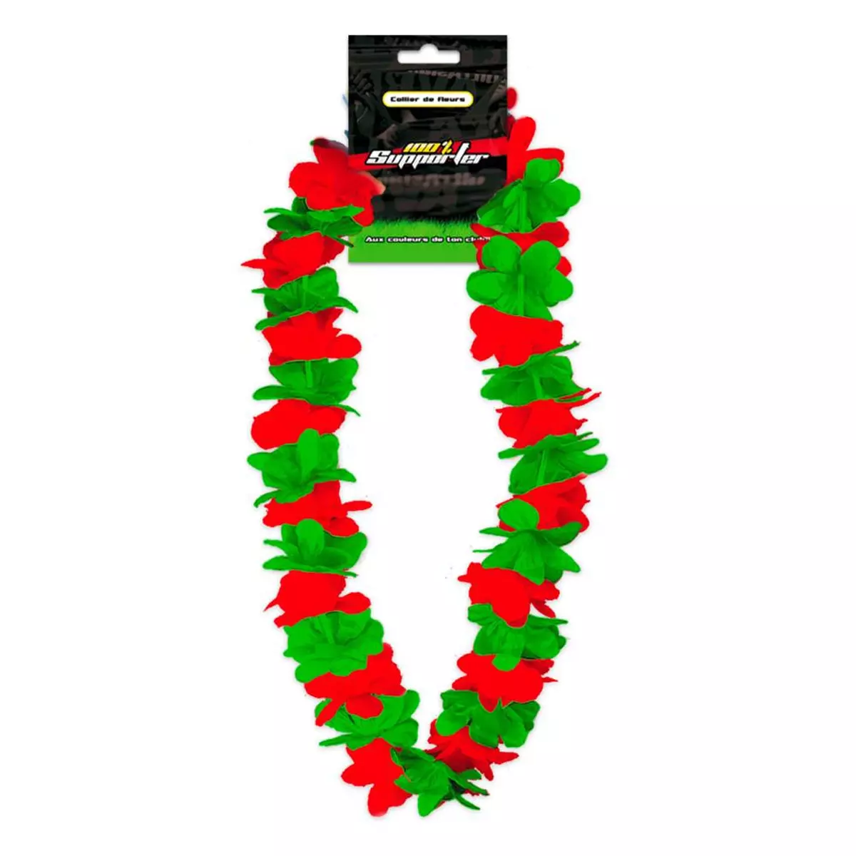 les trésors de lily Collier de fleurs 'Coloriage' vert rouge (supporter) 50 cm [Q7176]