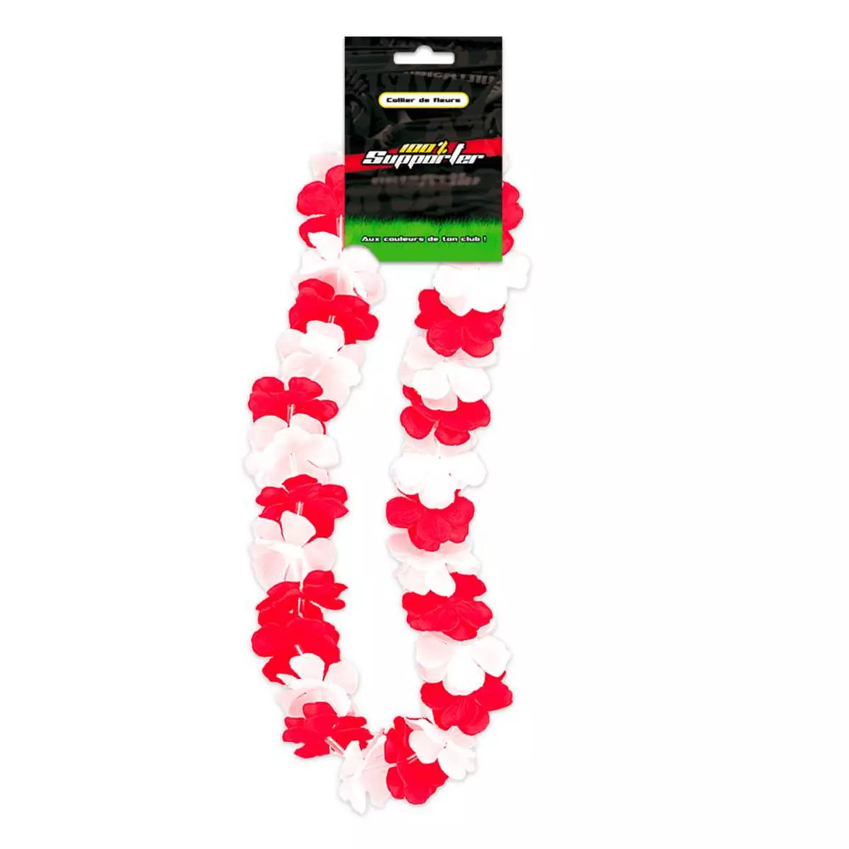 les trésors de lily Collier de fleurs 'Coloriage' rouge blanc (supporter) 50 cm [Q7179]