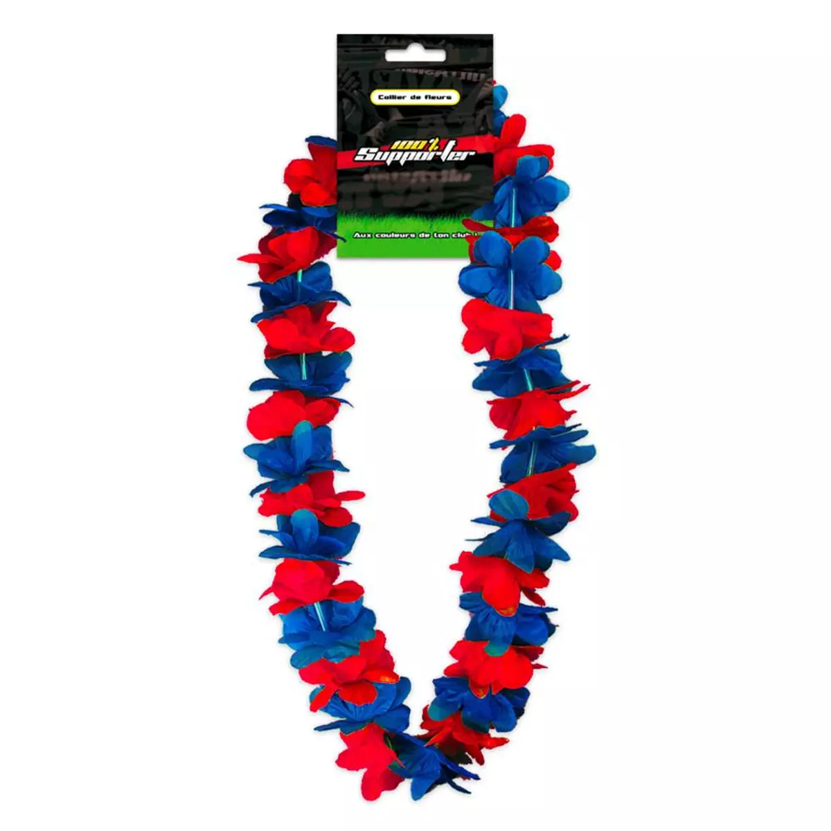 les trésors de lily Collier de fleurs 'Coloriage' bleu rouge (supporter) 50 cm [Q7181]