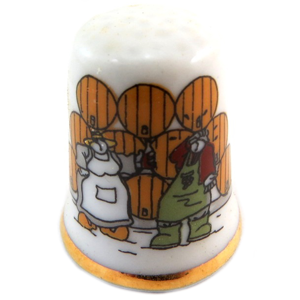 Dé à coudre porcelaine \'Le Vin - Augustine et François\' multicolore - 27x23 mm - [Q7457]