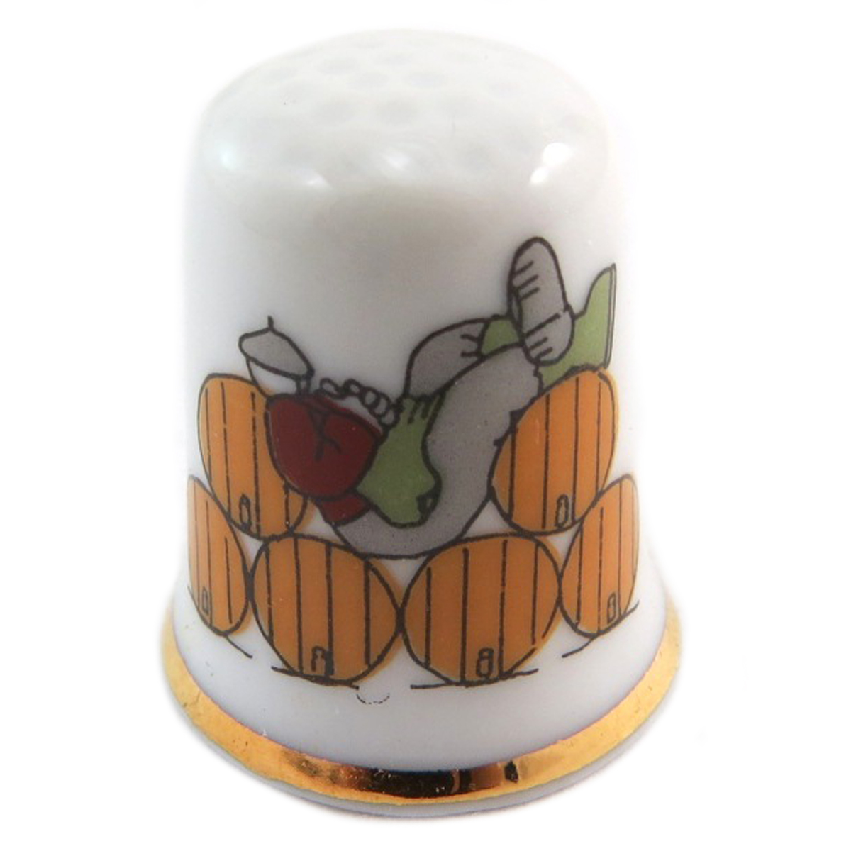 Dé à coudre porcelaine \'Le Vin - Augustine et François\' multicolore (sieste) - 27x23 mm - [Q7459]