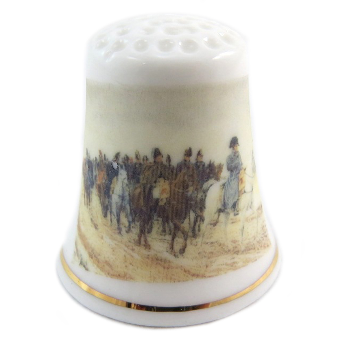 Dé à coudre \'Napoléon\' multicolore blanc (en tête de campagne) - 27x23 mm - [Q7477]