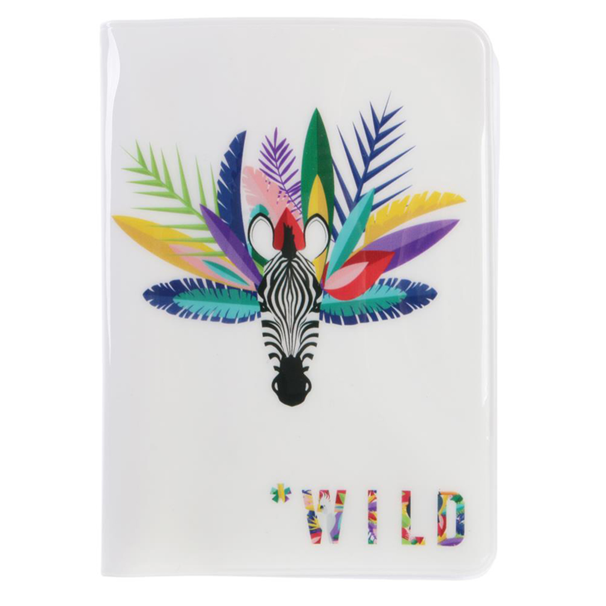 Etui passeport \'Tropical\' blanc multicolore (zèbre-wild) - 14x10 cm - [Q7791]