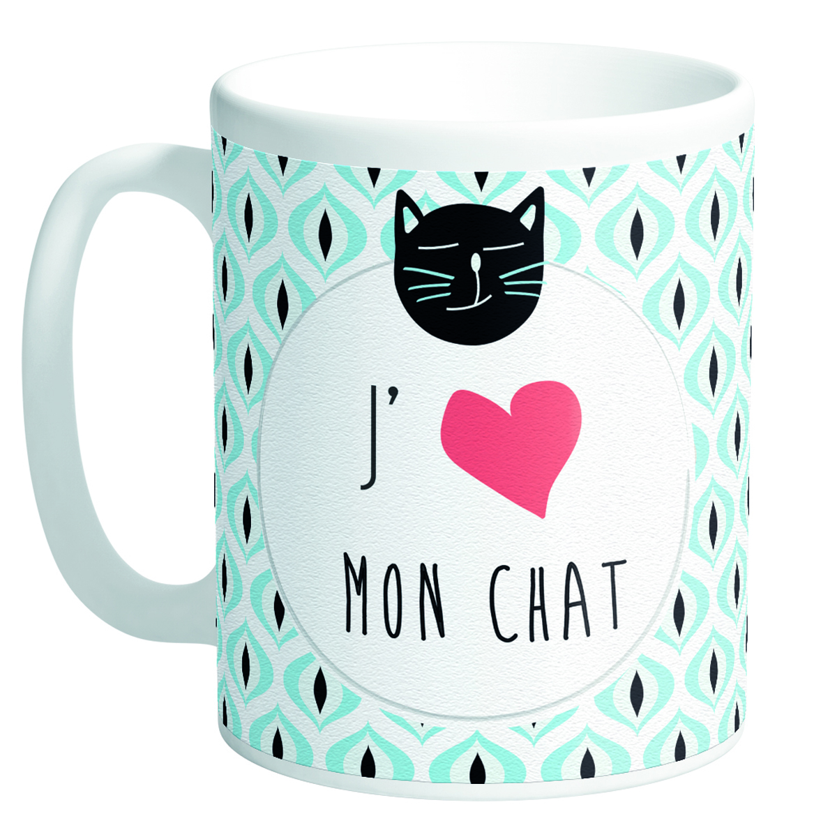 Mug tendresse \'Messages\' (J\'aime mon Chat) - 95x80 mm - [Q8497]