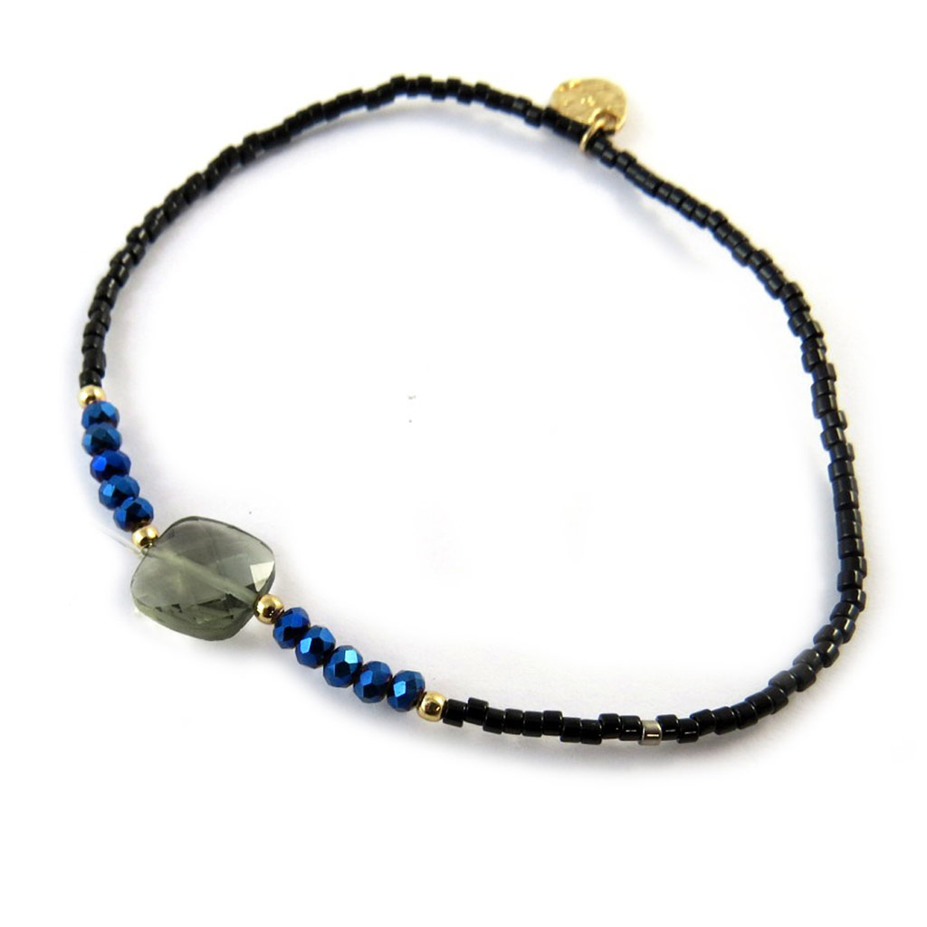 Bracelet créateur \'Kilimanjaro\' noir bleu - [N8099]
