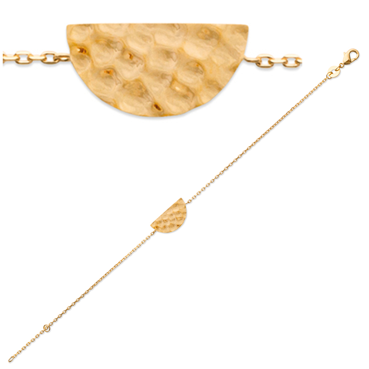 Bracelet Plaqué Or \'Cléopatra\' doré (martelé) - 16x8 mm - [R2930]