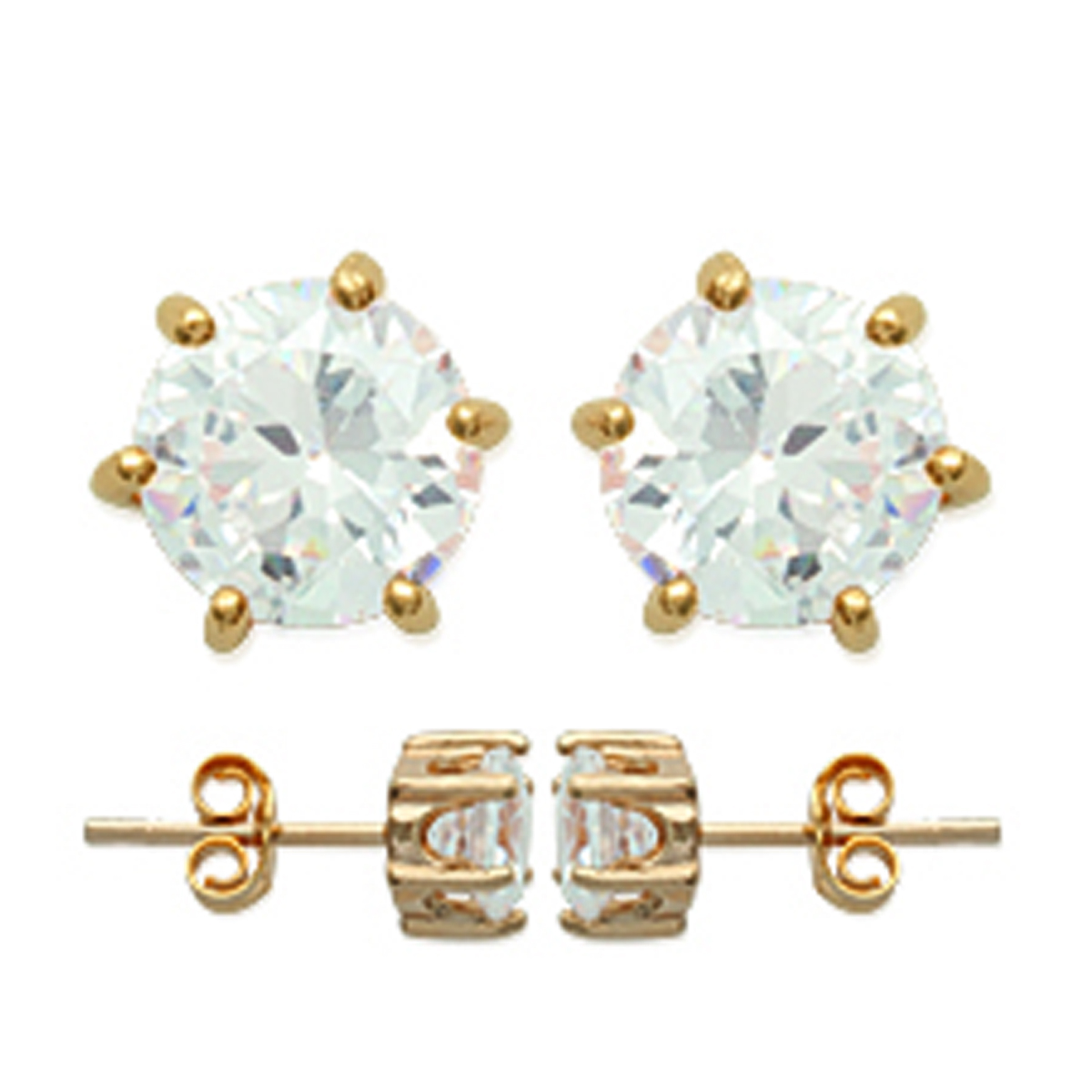 Boucles plaqué or \'Essentiel\' Blanc doré - 6 mm - [R2940]