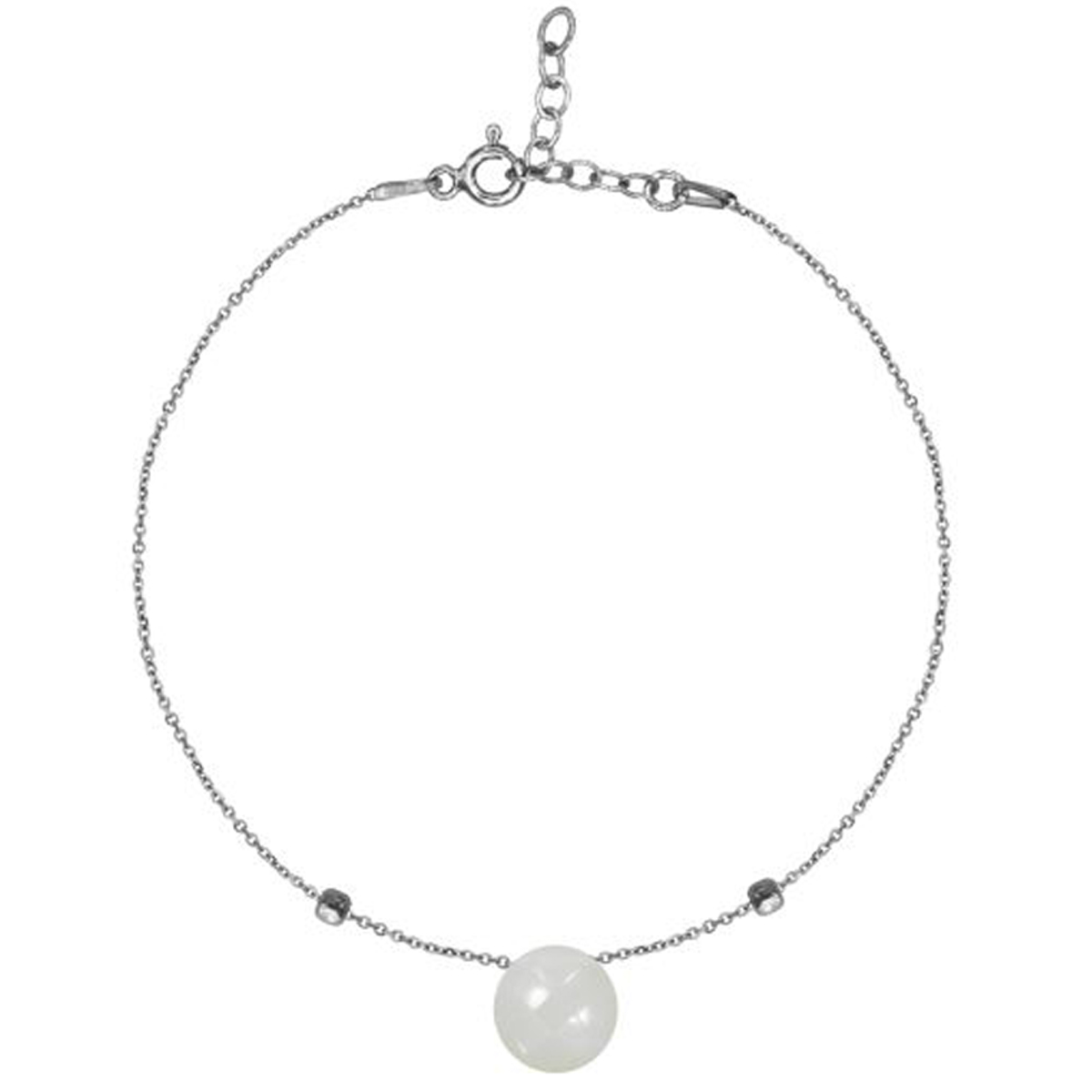 Bracelet Argent \'Meghan\' pierre de lune argenté (rhodié) - 8 mm - [R3003]