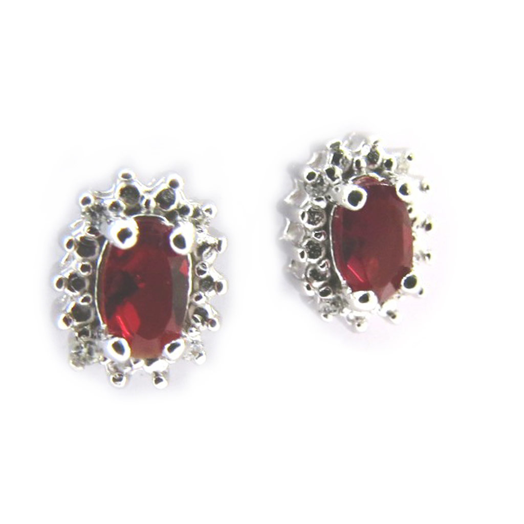 Boucles Argent \'Victorina\' rubis - [M1747]