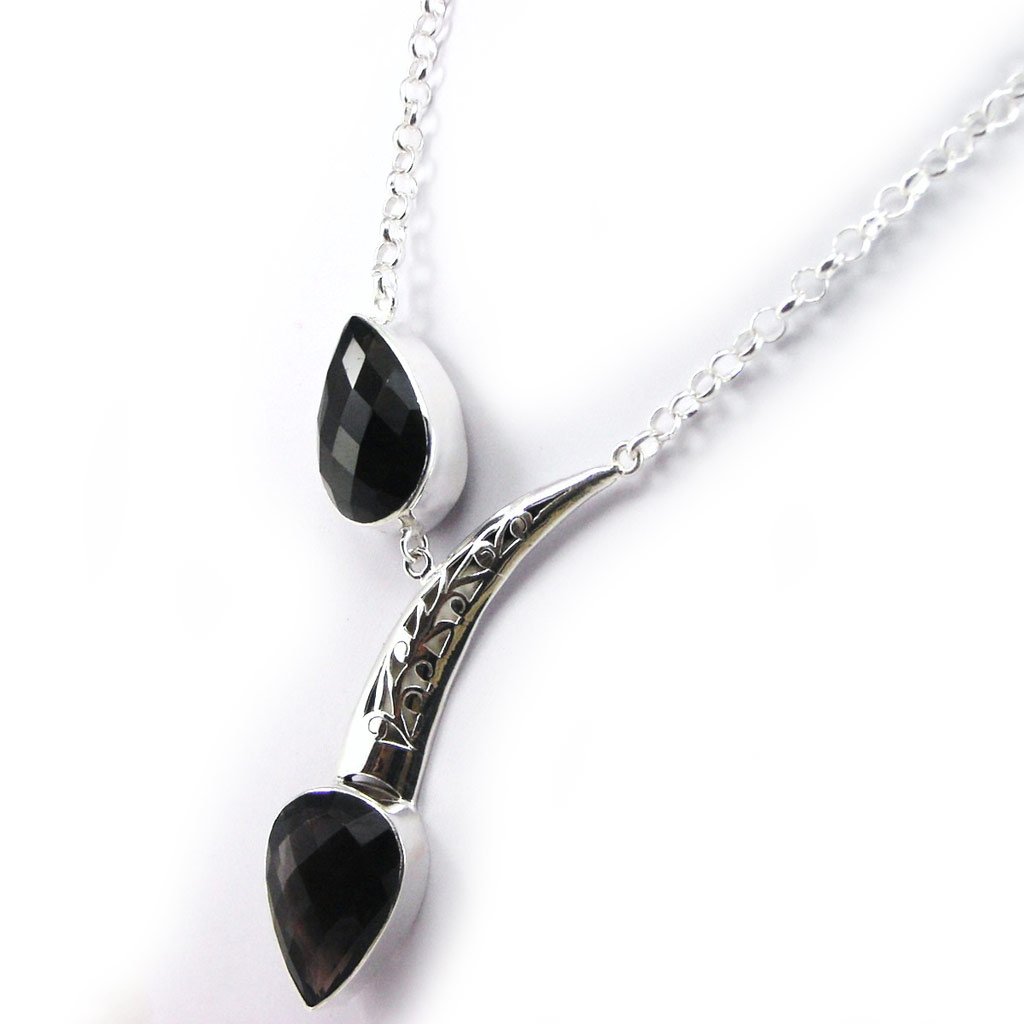 Collier Argent \'Galyani\' quartz fumé - [F7799]