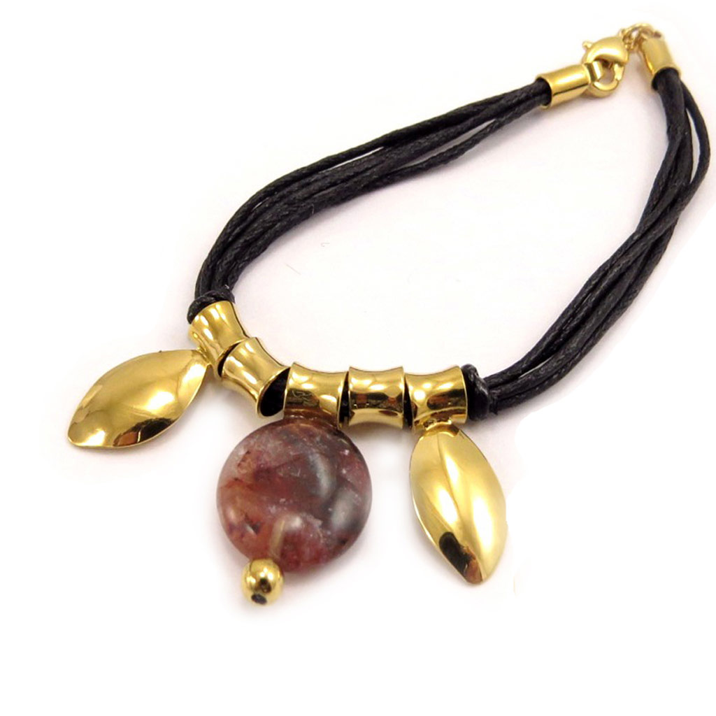 Bracelet Plaqué Or \'Jedy\' Quartz Hématoïde  - [D6972]