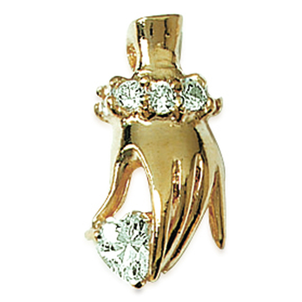 Pendentif Plaqué Or \'Main de l\'Amour\' Blanc doré - 11x17 mm - [D7215]