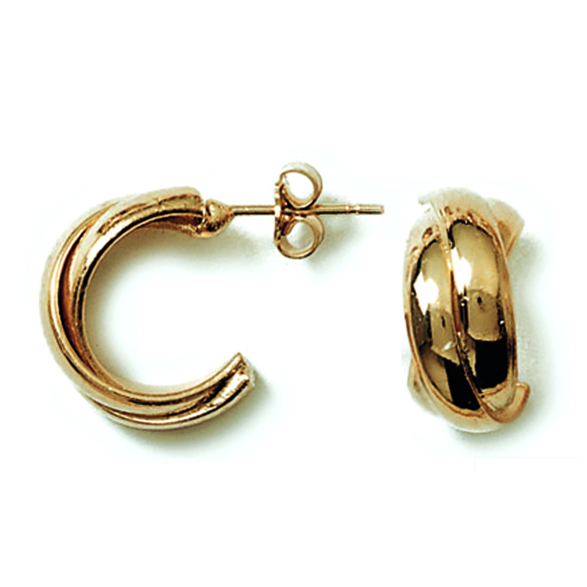 Créoles Plaqué Or \'Entrecroix\' doré - 14 mm 6 mm - [D7231]