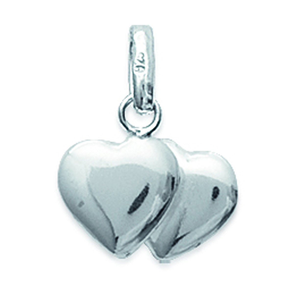 Pendentif Argent \'Coeurs Duo\' argenté - 8x15 mm - [D7287]