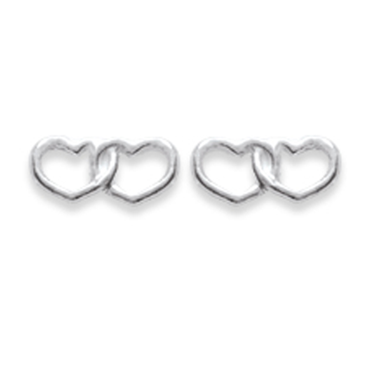 Boucles Argent \'Coeurs Duo\' argenté - 3x8 mm - [D7288]