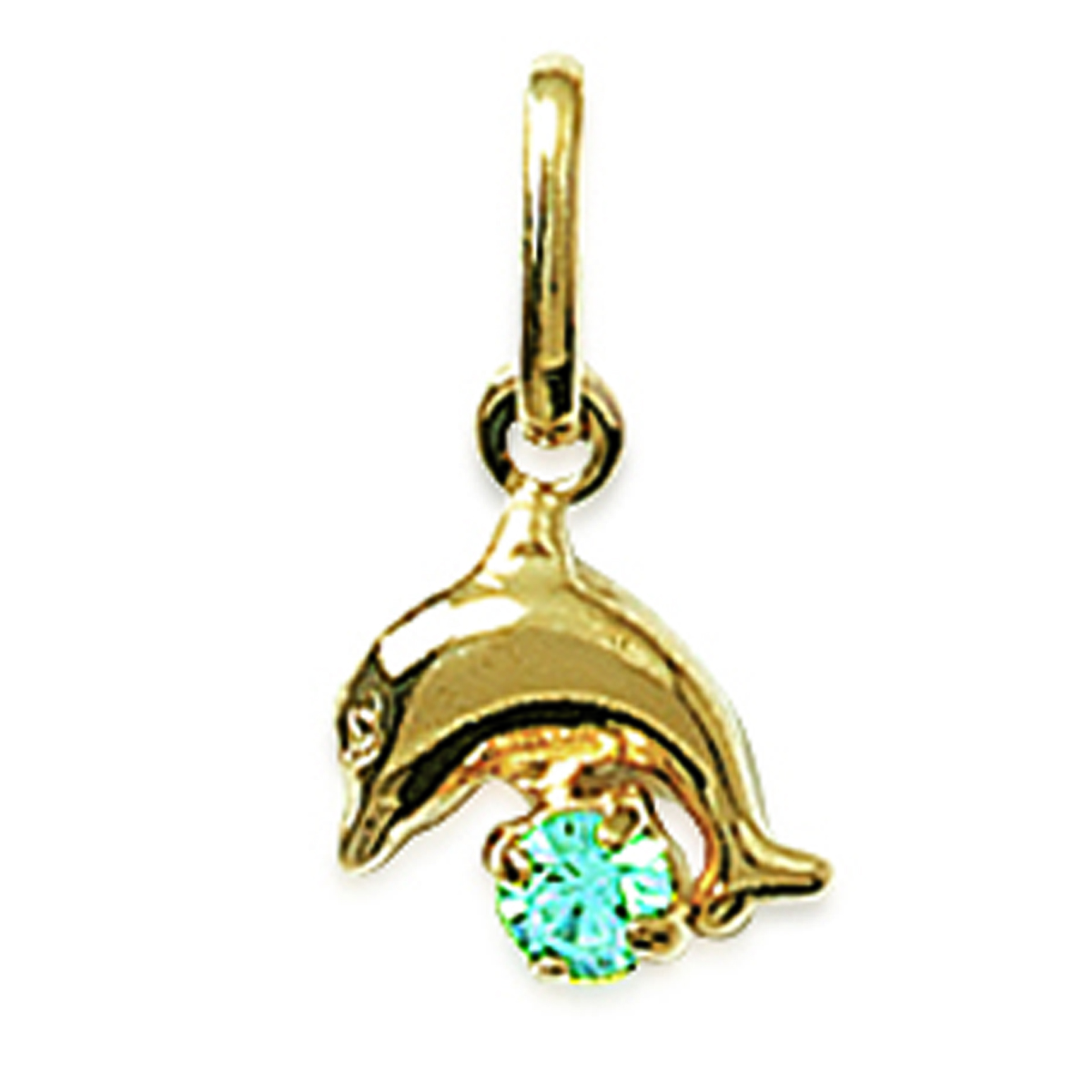Pendentif Plaqué Or \'Tendres Dauphins\' Turquoise  - [D7372]