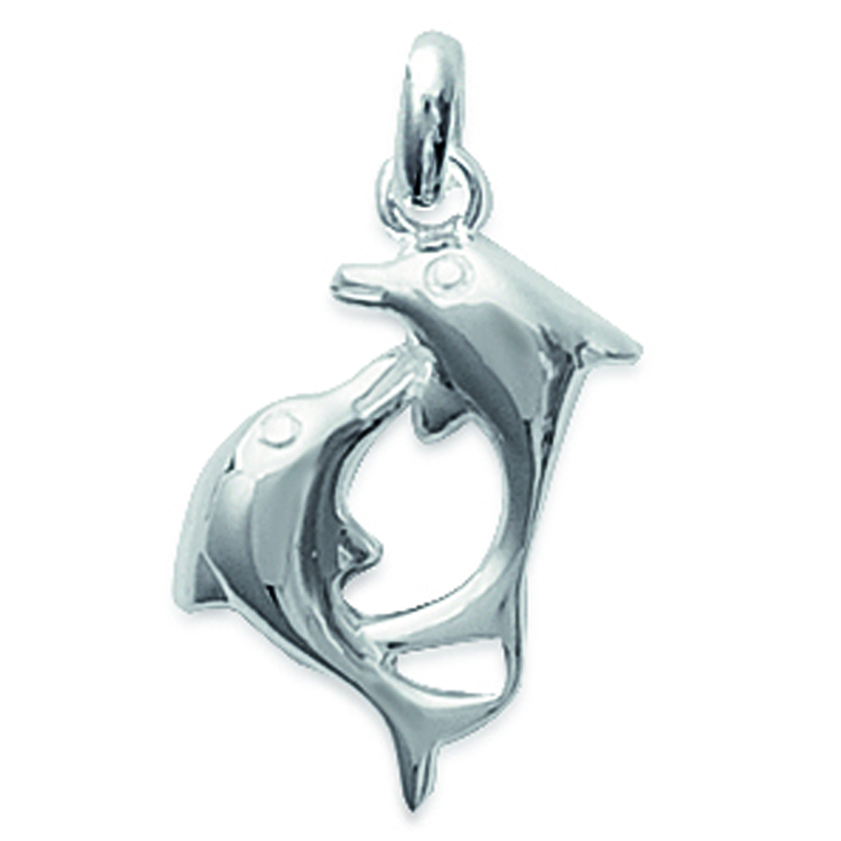 Pendentif Argent \'Dauphins Câlin\' argenté - 10x15 mm - [D7412]