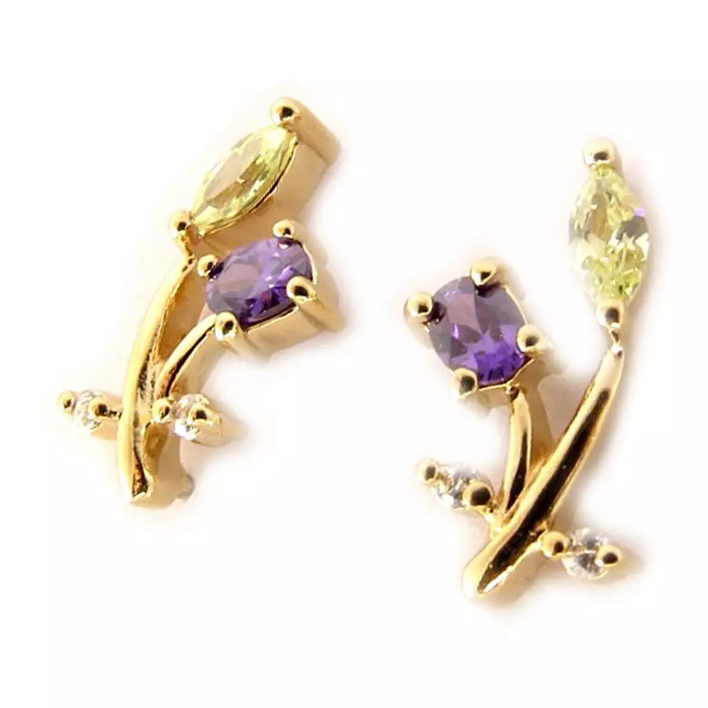 les trésors de lily Boucles 'Epi Fraicheur' Jaune / Violet [D7419]