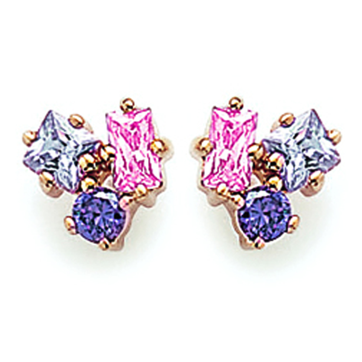 Boucles Plaqué Or \'Les Tresors de Rosy\' rose violet doré - 9 mm  - [D7426]