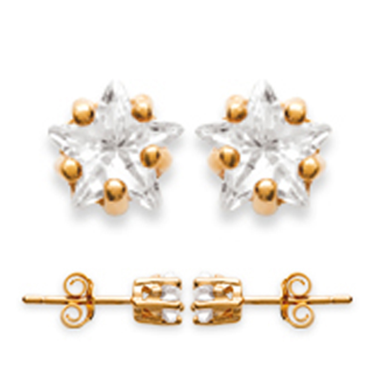 Boucles Plaqué Or \'Sweet Stars\' blanc doré - 5 mm - [D7445]