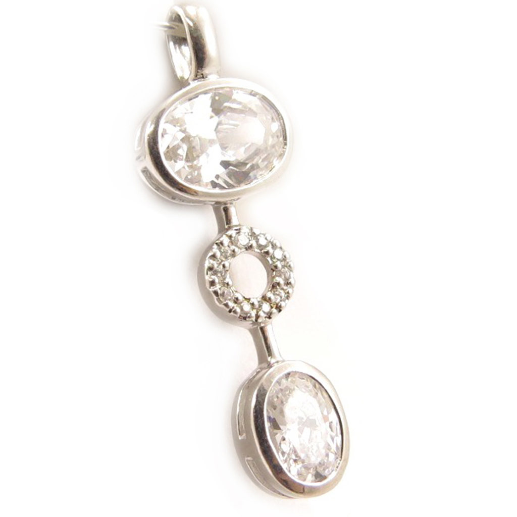 Pendentif Argent \'Diana\' Blanc  - [D7508]