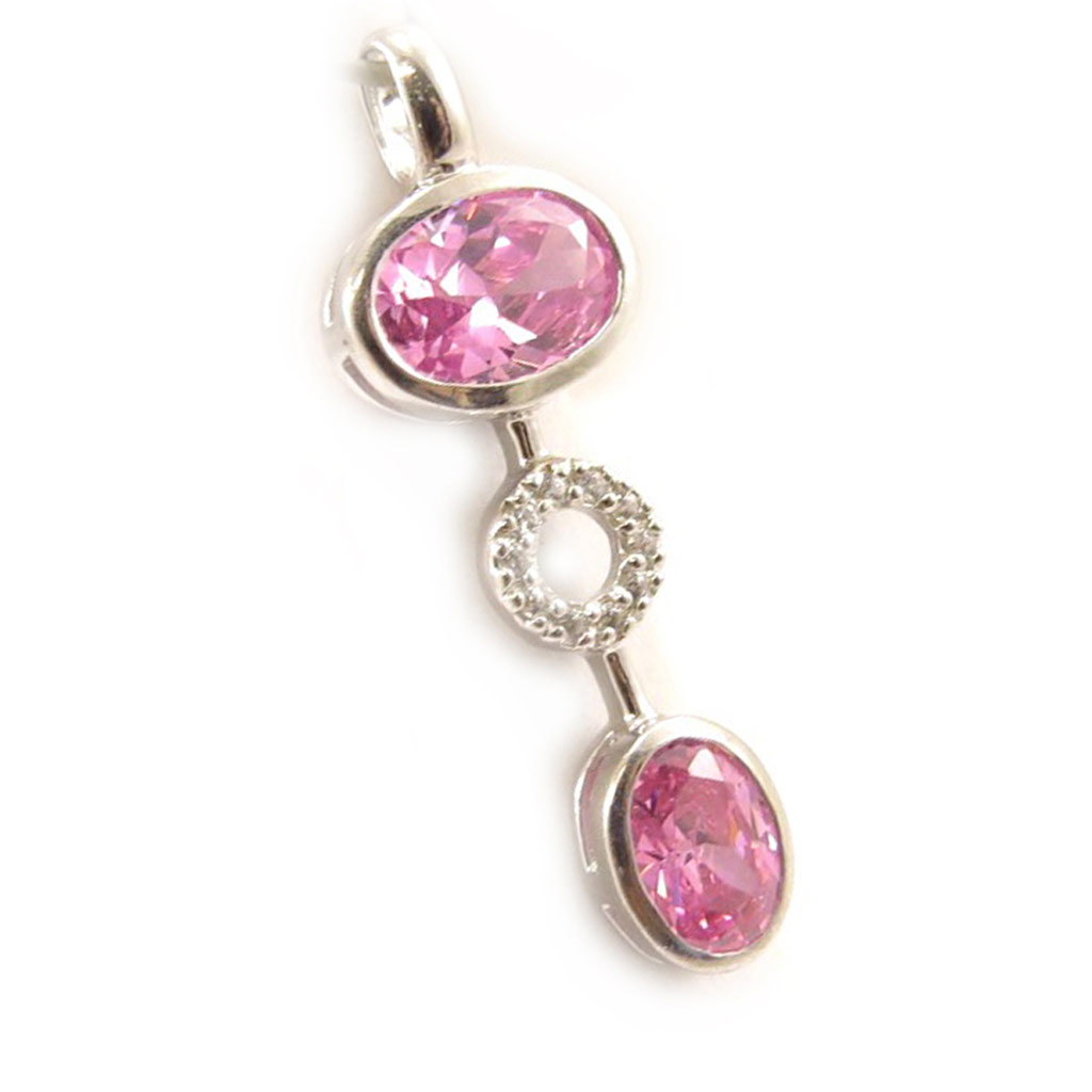 Pendentif Argent \'Diana\' Rose  - [D7509]