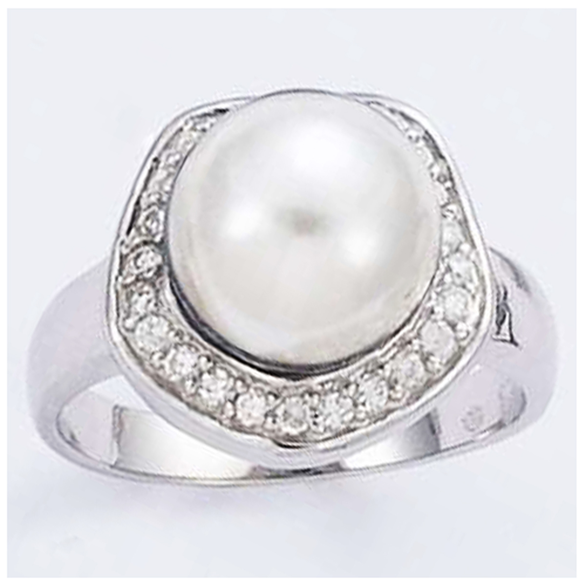 Bague argent \'Sissi\' blanc argenté (rhodié) - 14 mm - [H5527]