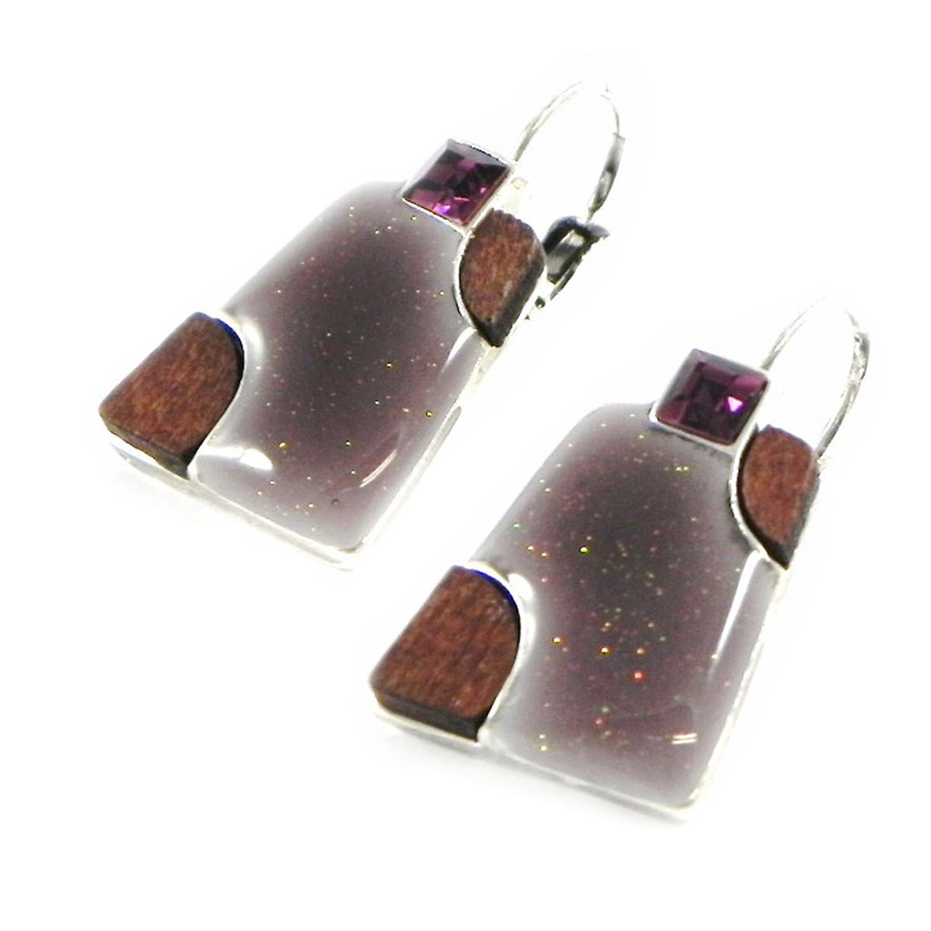 Dormeuses Créateur \'Anamaya\' violet taupe - [H9785]
