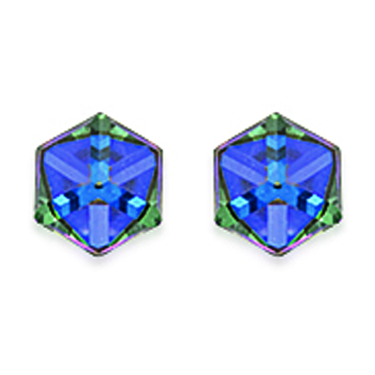 Boucles Argent \'Cubes de Cristal\' violet - 4 mm - [I1078]