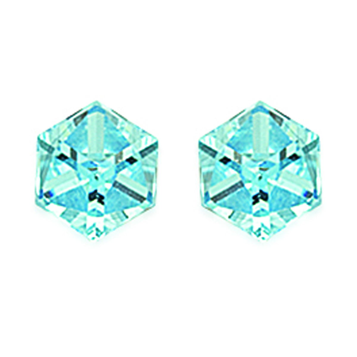 Boucles Argent \'Cubes de Cristal\' turquoise - 6 mm - [I1084]